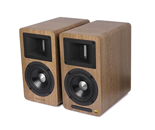 EDIFIER AIRPULSE A80 - Sistema de altavoces de estantería 2.0 (100 W) con Bluetooth V5.0 (aptX), tweeter de bocina de cinta para agudos precisos y claros, posibilidades de conexión versátiles, incluye