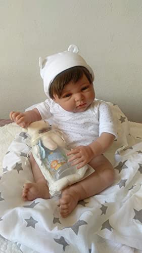 Bebè Reborn Bruno.Muy Realista,Mide 52CMY Pesa 2,3KG,Cuerpo Y Dimensiones HIPERREALISTA,MANITAS Y PIES PROPORCIONADOS,Hecho EN ESPAÑA,Vinilo DE Silicona,Mucha Movilidad.