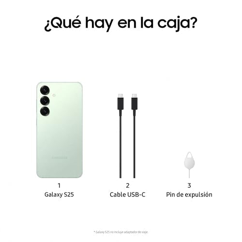 Samsung Galaxy S25 512GB Teléfono Móvil con IA, Galaxy AI, 12GB RAM, Cámara 50MP, Dual SIM, IP68, Garantía del Fabricante 3 Años + 1 Año Extra, Color Menta (Versión Española)