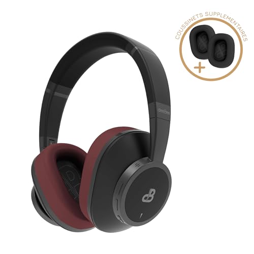 DeeBee dB-Pulse-BLB Auriculares Bluetooth Circumaurales, Cancelación de Ruido Activa, 40 Horas de Batería, Negro, con Almohadilla Intercambiable