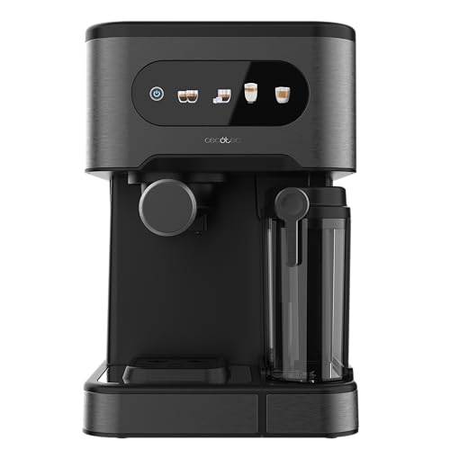 Cecotec Cafetera Express Semiautomáticas Power Espresso 20 ColdBrew Latte. 1350W, 20 Bares, Frío, Templado o Caliente, Pantalla Táctil, 1.5L Depósito Agua y 500ml Leche, Calientatazas, Doble Brazo