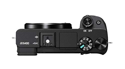 Sony ILCE6400AB.CEC Alpha 6400 Cámara Evil APS-C, Enfoque automático rápido 0.02s, 24.2 Megapíxeles, grabación de Videos en 4K y Pantalla inclinable para Vlogging, Cargador Incluido