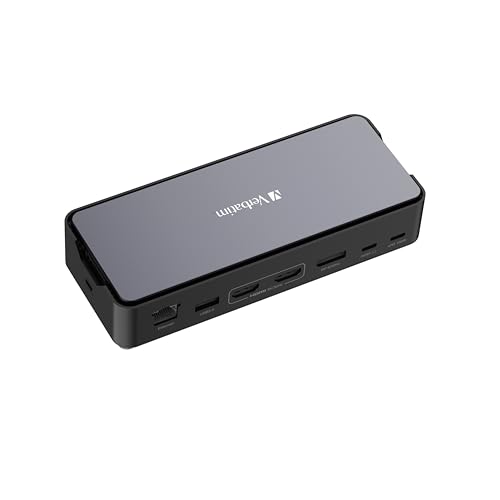 Verbatim USB-C Pro Docking Station Hub 15 en 1 con SSD Integrado, Adaptador multipuerto a HDMI 4K y 8K, USB-A y USB-C, PD 80 W, AUX, Lector de Tarjetas para Mac/Windows Laptop y Co
