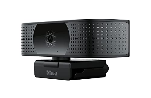 Trust Teza 4K Ultra HD Webcam, 3840x2160, 2 Micrófonos y Enfoque Automático, 30 FPS, USB Plug & Play, Cámara Web para Teams, Zoom, Skype, Portátil, Ordenador, Mac - Negro