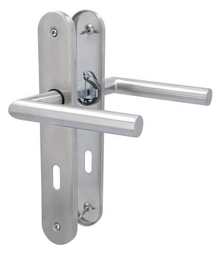 Juego de 6 placas largas para puerta de acero inoxidable satinado para 5 puertas de habitaciones con perforación de barba y 1 puerta de baño y tirador de puerta