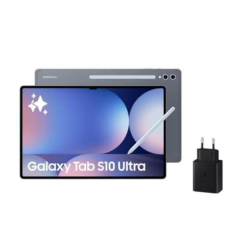 Samsung Galaxy Tab S10 Ultra 256GB + Cargador - Tablet IA, Tableta Android Wifi, 12GB RAM, Pantalla AMOLED, Antirreflejos, S Pen Incluido, Gris (Versión Española)