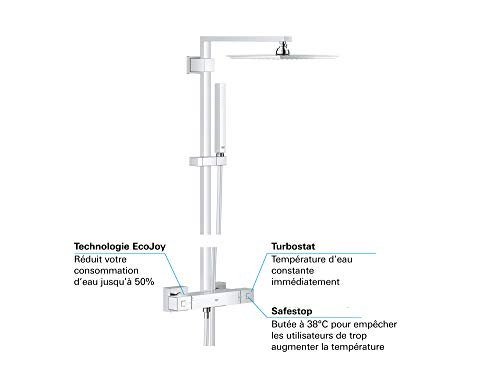Grohe 26087000 Euphoria Cube XXL 230 - Sistema de ducha con termostato cuadrado 230mm