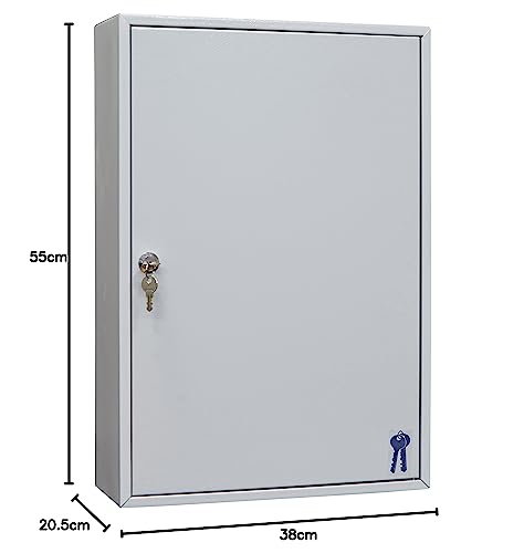 Arregui PL300 Armario de Llaves con Ganchos Regulables en Altura | 300 Llaves | Caja de Seguridad de Acero para Llaves | con Llaveros Incluidos | Fácil Instalación en Pared | 55x38x20,5 cm | Gris