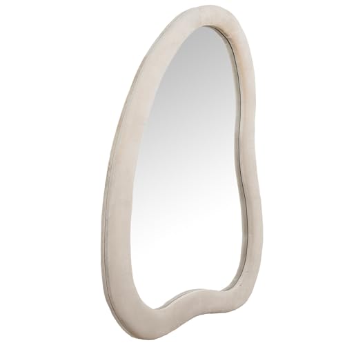 Espejo de pie con Forma de Madera DM y Terciopelo en Beige 68x4x90cm