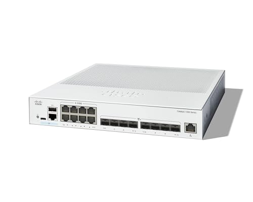 Switch gestionado Cisco Catalyst 1300-16XTS, 8 Puertos de 10G de Cobre, 8x10GE SFP+, protección Limitada de por Vida (C1300-16XTS)