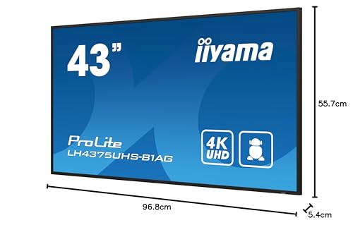 iiyama Prolite LH4375UHS-B1AG Pantalla Digital IPS LED 4K UHD HDMI DP in/out USB2.0 RS-232c RJ45 Reproductor Multimedia Android OS WiFi SDM-S Micro-SD 24/7 Negro 108cm 42,5"