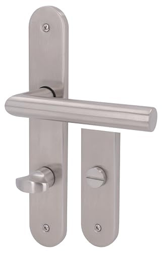 Juego de 6 placas largas para puerta de acero inoxidable satinado para 5 puertas de habitaciones con perforación de barba y 1 puerta de baño y tirador de puerta