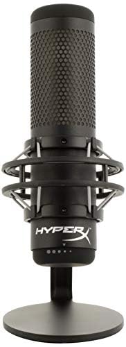 HyperX QuadCast S - Micrófono de condensador USB, iluminación RGB, soporte de choque antivibración, cuatro patrones polares, filtro pop, control de ganancia, para PC, PS4, PS5 y Mac, Negro