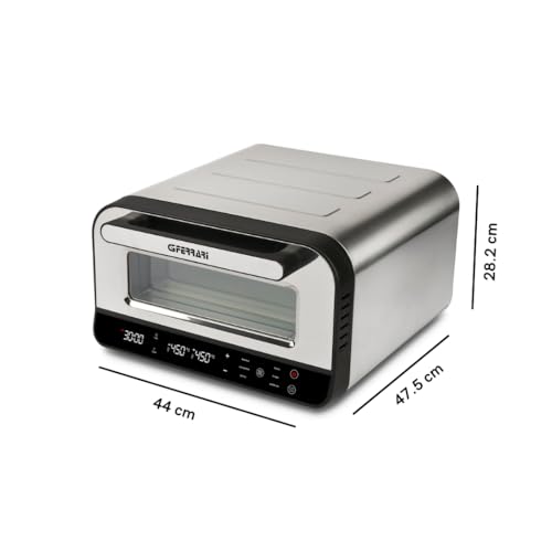 G3 Ferrari G10204 Pizza Pro 2 Minutos, 1700 W, Alcanza hasta 450°C, Paredes frías, Cocción en 2 minutos, Pantalla digital con 6 programas, Piedra refractaria, Accesorios y recetario incluidos