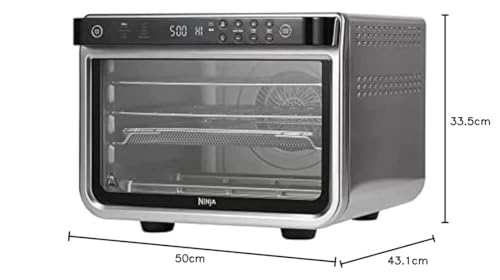 Ninja Foodi Horno multifunción 10 en 1, Mini horno portátil para encimeras y superficies de trabajo, 10 funciones de cocción, Freír con aire, Asar, Parrilla, Hornear y más, en plata y negro, DT200EU