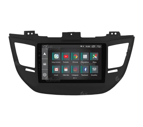 Radio de Coche para Hyundai Tucson Negro (con navegación, cámara de visión Trasera y Amplificador Kenwood de Serie) Android GPS Bluetooth WiFi USB Dab+ Touchscreen 9" 4core Carplay AndroidAuto