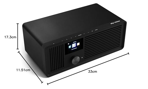 sky vision Dab 70 - Radio por Internet estéreo Dab+ (FM, FM, WiFi, con Puerto AUX y Cable, Radio Digital, Reloj Despertador, con Mando a Distancia), Color Negro