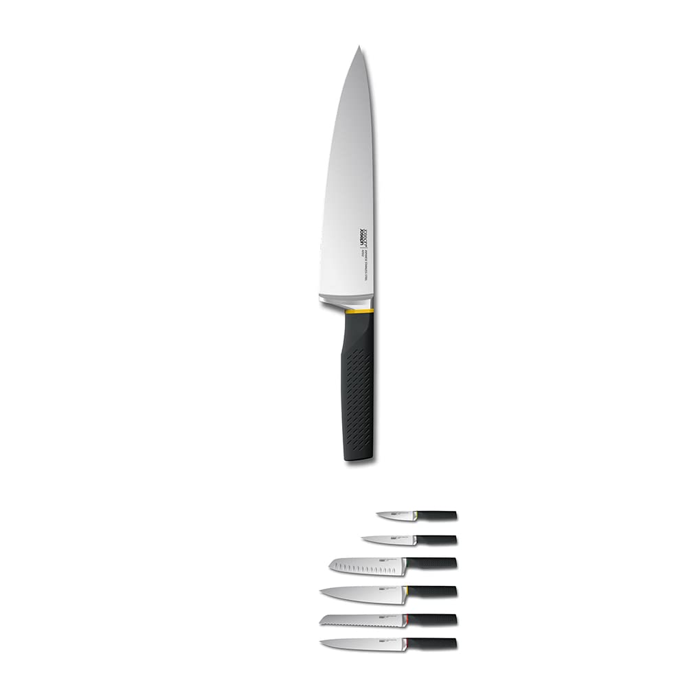 Joseph Joseph LockBlock, Bloque de Cuchillos con cierre automático y 6 cuchillos de acero inoxidable, negro