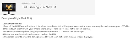 ASUS TUF VG27AQL3A Monitor Gaming 27" (QHD, 180 Hz, Fast IPS, ELMB Sync, Freesync Premium™, compatible con G-Sync, VESA AdaptiveSync Display 180 Hz, Variable Overdrive, 130 % sRGB, DisplayHDR™ 400)