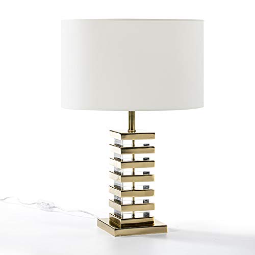 LAMPARA SOBREMESA 15X15X41 ACRILICO/METAL DORADO SIN PANTALLA