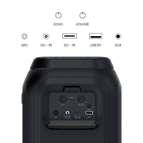 Hisense HP160 Party Rocket - Altavoz Portatil, Modo Karaoke, 160W, 5 Efectos de Luz, Batería de hasta 12 Horas de Duración, Modo Dual (2 Altavoces), Plug and Play, Bluetooth, AUX, USB, IPX4