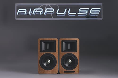 EDIFIER AIRPULSE A80 - Sistema de altavoces de estantería 2.0 (100 W) con Bluetooth V5.0 (aptX), tweeter de bocina de cinta para agudos precisos y claros, posibilidades de conexión versátiles, incluye