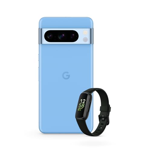 Google Pixel 8 Pro -Smartphone Android Libre con Lente teleobjetivo - Celeste, 128GB + Fitbit Inspire 3, la Pulsera de Salud y Actividad física con hasta 10 días de batería - Negro