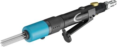 Hazet Mini escarificador de aguja 9035M-6, 235,6 mm de longitud, accionado por aire comprimido, limpieza suave de piezas sucias, 13 agujas de acero inoxidable, 3000 golpes/min