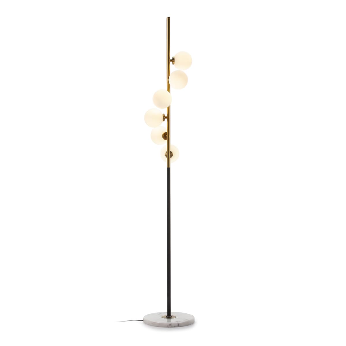 LAMPARA DE PIE 27X27X165 CRISTAL BLANCO/MARMOL BLANCO/METAL DORADO/NEGRO