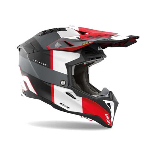 AIROH Aviator 3 Casco, Unisex Adulto, Gris y Rojo Mate, XX-Large