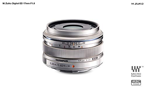 Olympus Objetivo M.Zuiko Digital 17 mm F1.8, Longitud Focal Fija rápida, Apto para Todas Las cámaras MFT (Modelos Olympus OM-D & Pen, Serie G de Panasonic), Plata