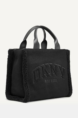 DKNY Hadlee Mid Tote, Bolsa de Transporte Mujeres, Negro/Plateado
