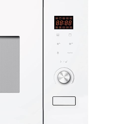 EDESA Microondas EMW-2020-IG WH de encastre de 20 litros, 800W y con grill 1000W Recinto interior de acero inoxidable Funciones de Descongelación y calentamiento Ancho 59.5 Color Blanco
