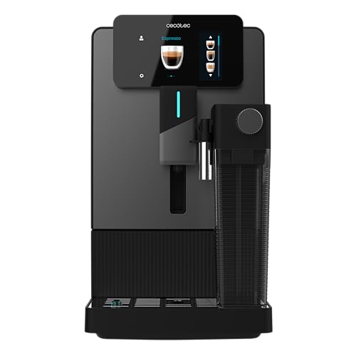 Cecotec Cafetera Superautomática Cremmaet Latte Touch. 19Bares, Thermoblock, 12 Bebidas, 4 Perfiles, Agua 1.1L y 400ml Leche, Pantalla TFT, Molinillo Cónico, Limpieza Automática, Altura Regulable