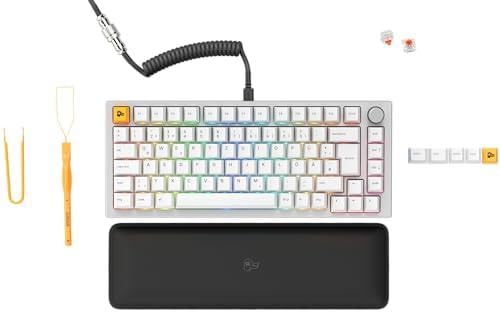 Glorious Gaming GMMK Pro 75% – Teclado mecánico Modular para Juegos, TKL, Estructura básica de 1,5 kg, Totalmente Ajustable, Cable en Espiral, reposamuñecas, Teclas PBT, disposición Alemana QWERTZ –