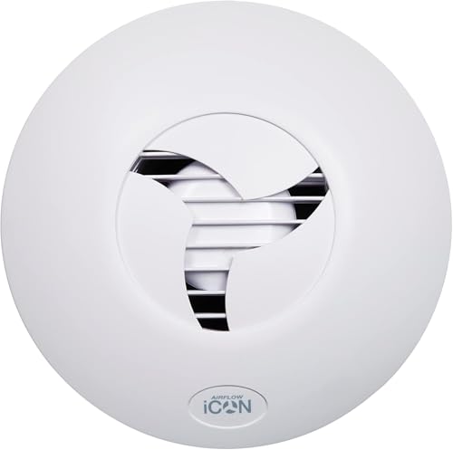 Airflow iCON 30 Ventilador Extractor - 100mm/4-33 l/s de Caudal, Eficiencia Energética 10.7W, 0.062 Amps, Persiana Iris Silenciosa, IPX4, Opciones de Control Múltiple | Garantía de 3 Años
