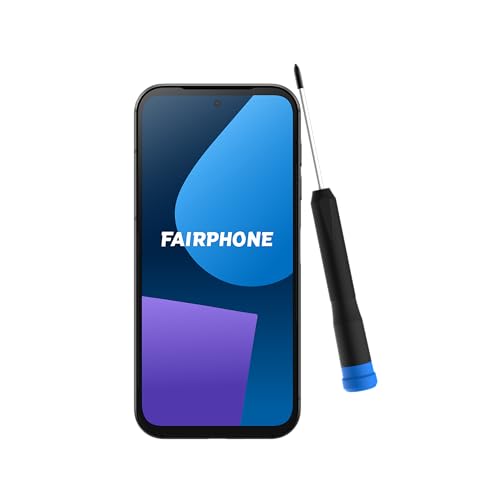 Fairphone 5 5G Smartphone sostenible (Pantalla de 6,46", cámara Dual de 50 MP, 8 GB/256 GB, 4200 mAh, Android 14) Incl. Destornillador iFixit, Negro Mate