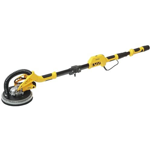 STANLEY FATMAX SFMEE500S-QS Lijadora Eléctrica para Panel de Yeso, con Cable, Potencia de 750 W, Diámetro de Disco 225 mm, Velocidad 1700 rpm, Anillo de Luz LED, Extensible hasta 1.8 mts
