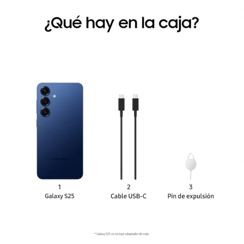 Samsung Galaxy S25 256GB Teléfono Móvil con IA, Galaxy AI, 12GB RAM, Cámara 50MP, Dual SIM, IP68, Garantía del Fabricante 3 Años + 1 Año Extra, Color Azul Marino (Versión Española)