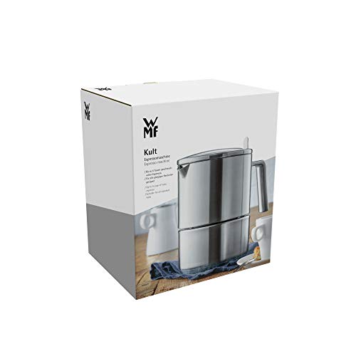 WMF Kult - Cafetera Italiana de 300 ml para 6 tazas, acero inoxidable Cromargan mate, inducción, apta para lavavajillas