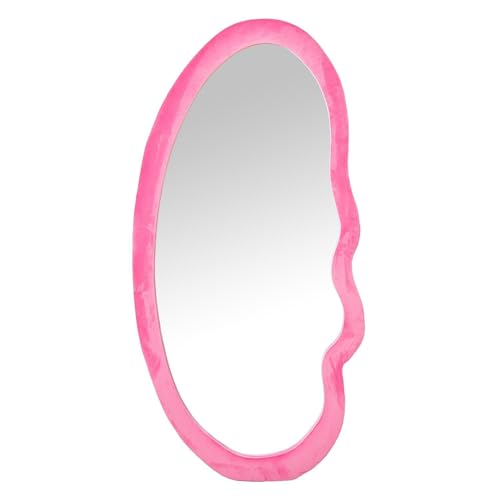 Espejo de pie con Forma de Madera DM y Terciopelo en Rosa 50x3,5x100cm