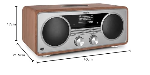 TechniSat DIGITRADIO 602 - Radio por Internet Estéreo (Dab, FM, Sistema 2.1 de 70 vatios con Subwoofer, CD, USB, Transmisión Bluetooth, AUX, WLAN, Despertador, Spotify, Control Remoto) Nogal