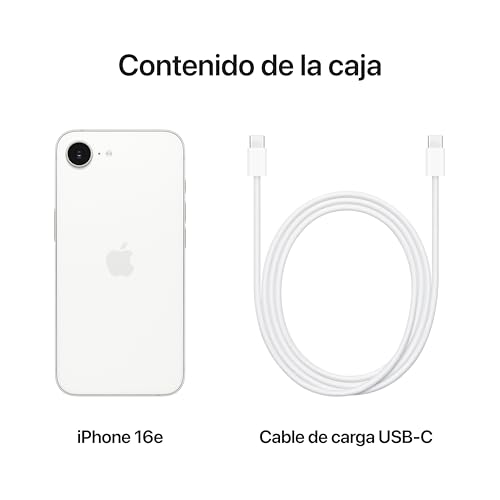 Apple iPhone 16e de 256 GB: Diseñado para Apple Intelligence, Chip A18, autonomía a raudales, cámara Fusion de 48 Mpx, Pantalla Super Retina XDR de 6,1 Pulgadas — Blanco