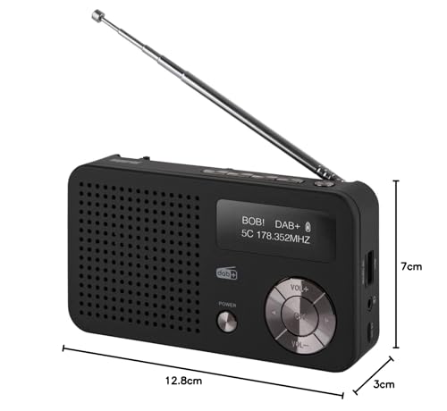 IMPERIAL DABMAN 13 (Dab+, FM, Altavoz, Pantalla, USB, MicroSD, Funcionamiento con batería, batería, pequeño, Control de Botones), Color Negro