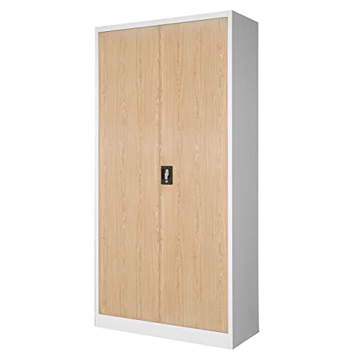 Jan Nowak Juego de 4 Armario de Oficina Archivador Armario de Herramientas Metálico 4 Estantes con Recubrimiento de Polvo Se Puede Cerrar 185 cm x 90 cm x 40 cm