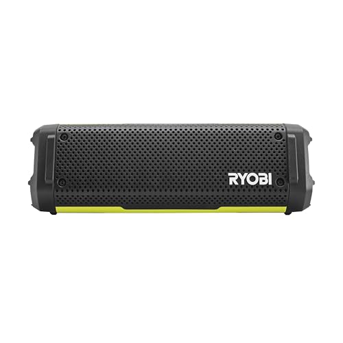 RYOBI - Altavoz Bluetooth inalámbrico de 4 voltios, portátil e Impermeable (IP67), batería de 2 Ah USB de Litio de Larga duración, RS4-120G