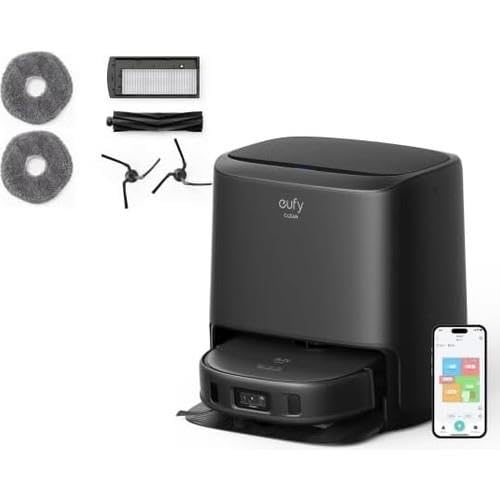 eufy Clean X9 Pro CleanerBot con Limpieza a presión MopMaster™, 2 mopas giratorias, detección de alfombras con elevación de 12 mm, Limpieza automática, 5500 Pa y evasión de obstáculos por IA