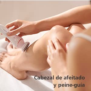 Philips Depiladora Mujer Serie 9000, 12 en 1, Para Cuerpo, Cara, Pies y Bikini, Uso en Seco o Humedo, Piel Suave desde Casa, Cabezal Ceramico, Incluye Lapiz Perfilador, BRE740/90, Blanco