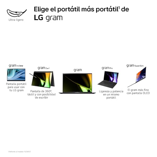 LG gram 17Z90S-G.AA79B - Portátil Ultraligero de 43.1 cm (17"), Panel IPS, Intel Core Ultra 7, 16 GB RAM, 1TB SSD, 1,350 g, batería hasta 21.5 h, W11 Home, Gris Carbón, Teclado QWERTY Español
