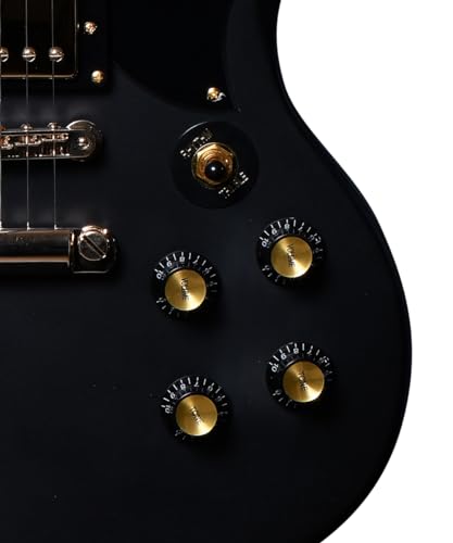 Santana Draco Standard DB - Guitarra eléctrica, modelo SG, 2 x humbuckers Hot PAF, Negro oscuro